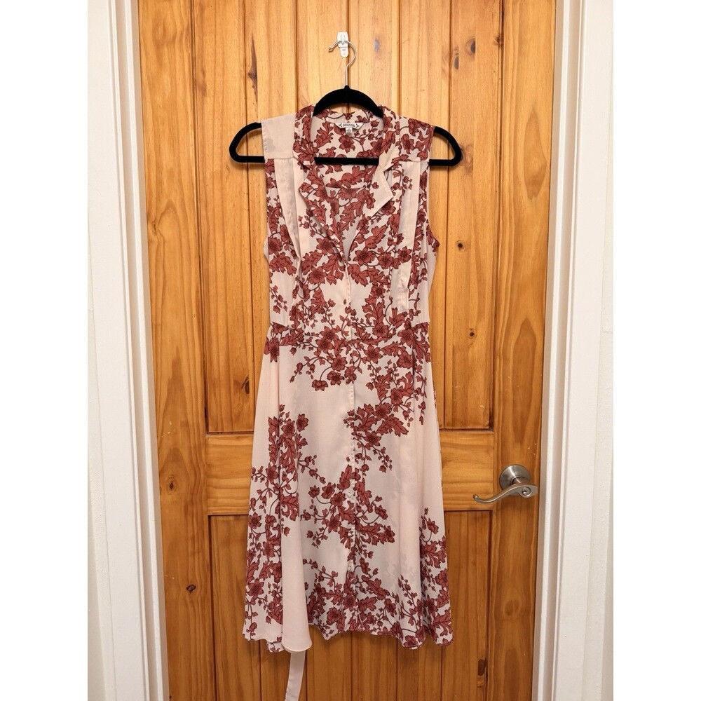 Nanette Lepore Women's Floral A Line Midi Dress SZ 10 Apricot Glow Classy Chic